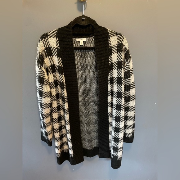 Black & white check BP long line cardigan. S - Picture 1 of 4